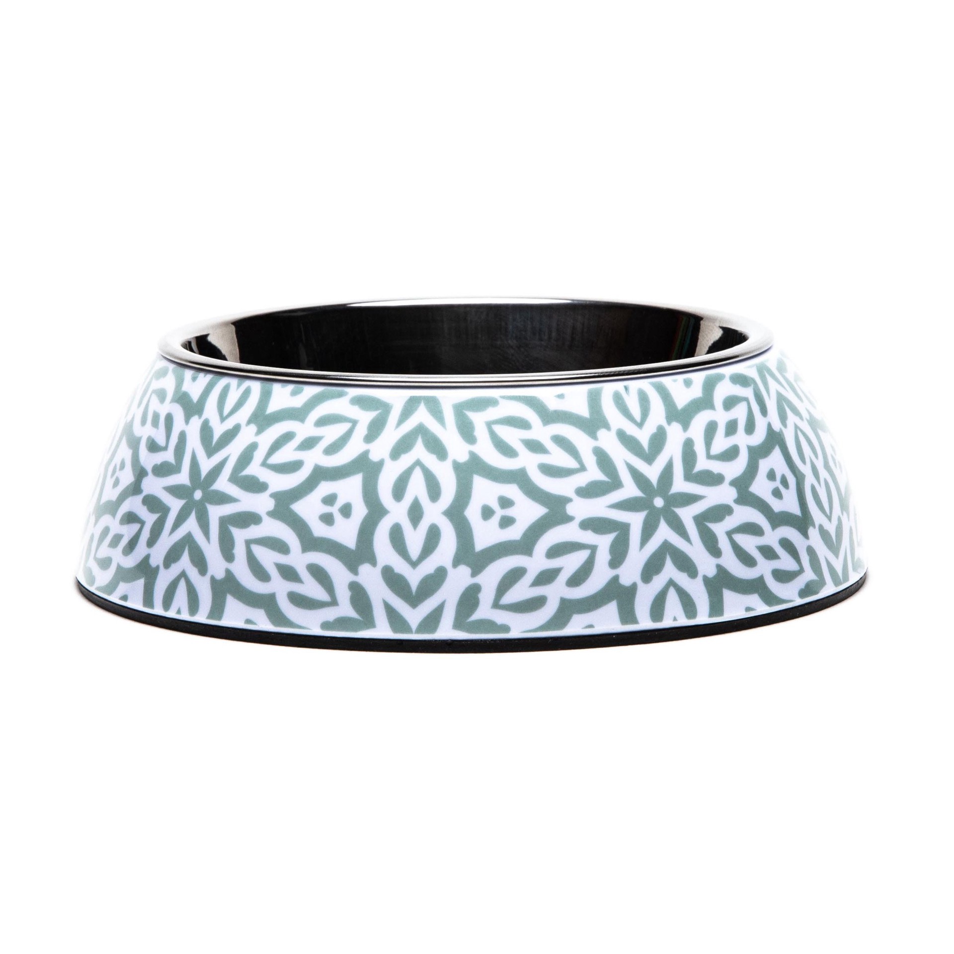 slide 1 of 1, Woof and Whiskers Melamine with Stainless Pet Bowl Moroccan Gray, 1 ct