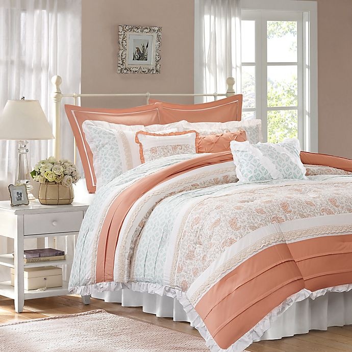 slide 1 of 1, Madison Park Dawn King Comforter Set - Coral, 9 ct