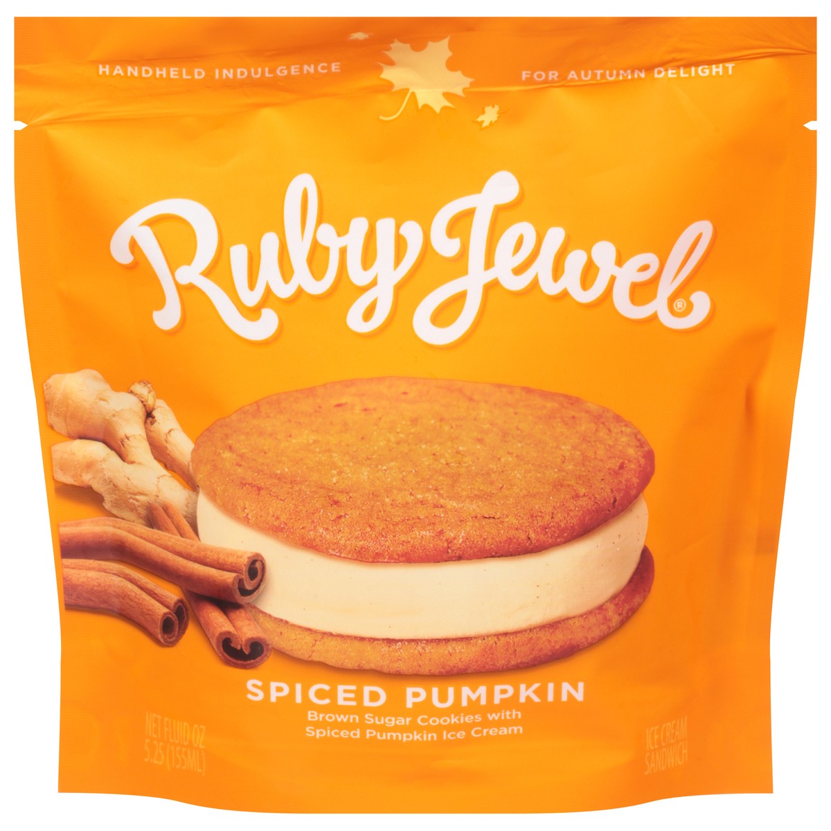 slide 1 of 12, Ruby Jewel Spiced Pumpkin Ice Cream Sandwich 5.25 fl oz, 5.25 fl oz