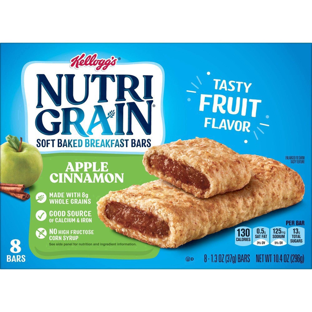 slide 36 of 99, Nutri-Grain Soft Baked Breakfast Bars, Apple Cinnamon, 10.4 oz, 8 Count, 10.4 oz