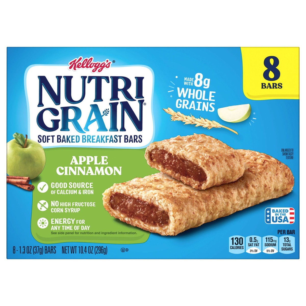slide 1 of 99, Nutri-Grain Soft Baked Breakfast Bars, Apple Cinnamon, 10.4 oz, 8 Count, 8 ct