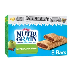 Kellogg's Nutri-Grain Soft Baked Breakfast Bars, Made with Whole Grains, Kids Snacks, Apple Cinnamon