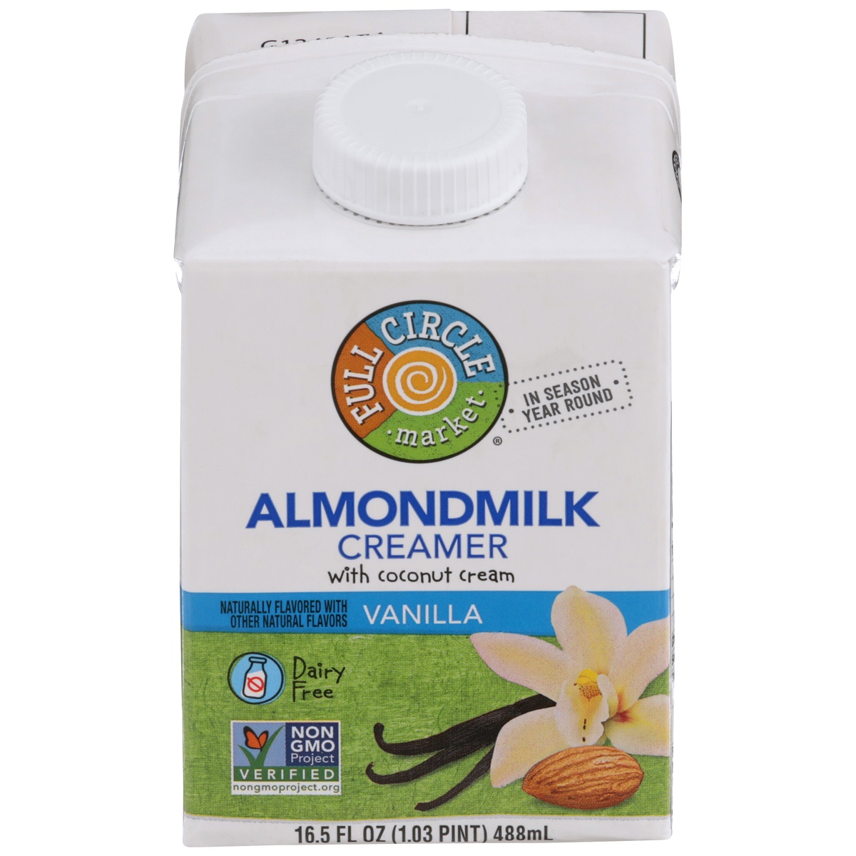 slide 1 of 1, Full Circle Market Vanilla Almondmilk Creamer With Coconut Cream, 16.5 fl oz