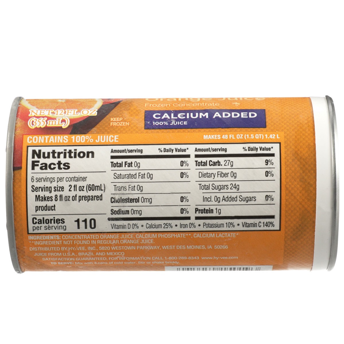 slide 2 of 8, Hy-vee 100% Calcium Added Orange Juice Frozen Concentrate, 12 fl oz