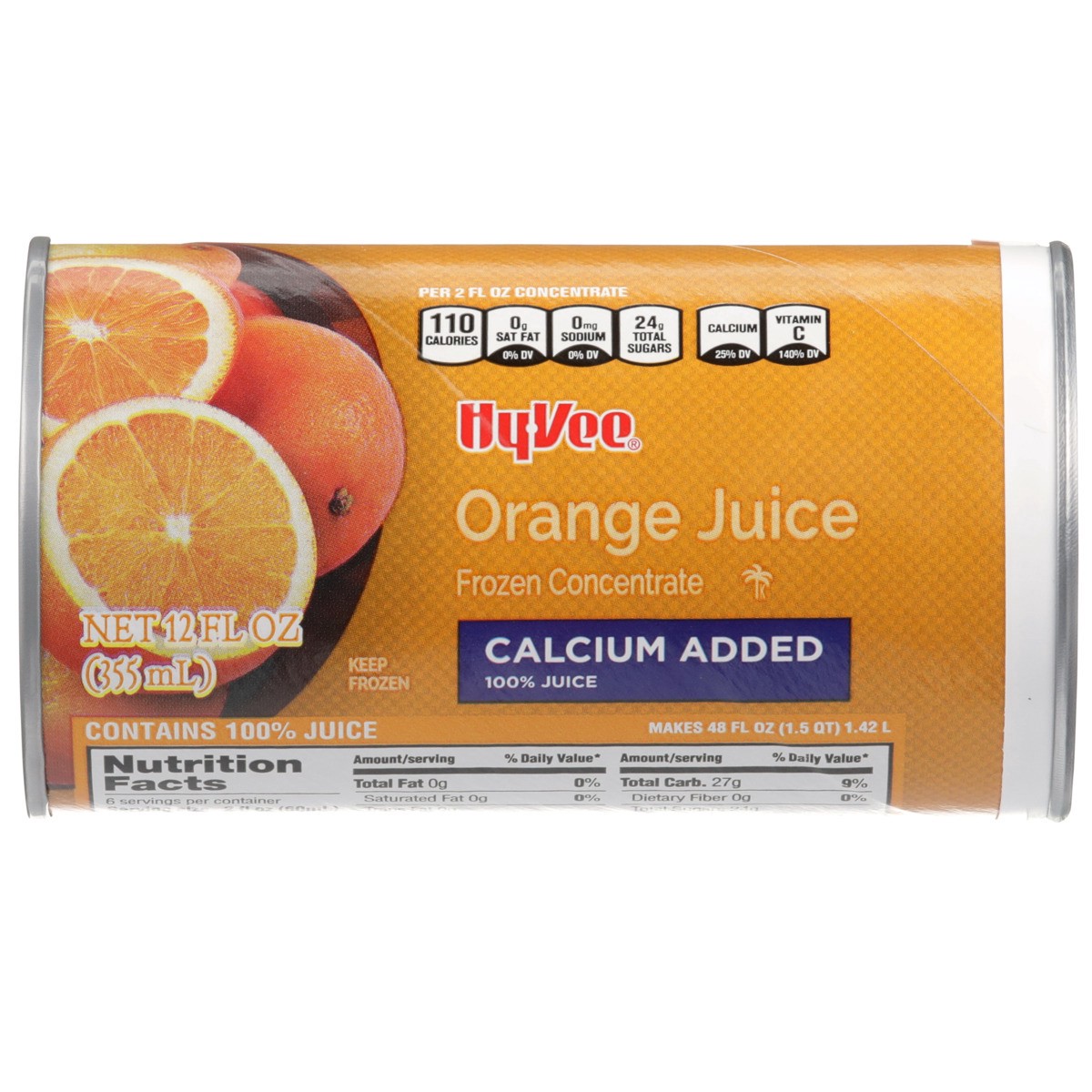slide 6 of 8, Hy-vee 100% Calcium Added Orange Juice Frozen Concentrate, 12 fl oz