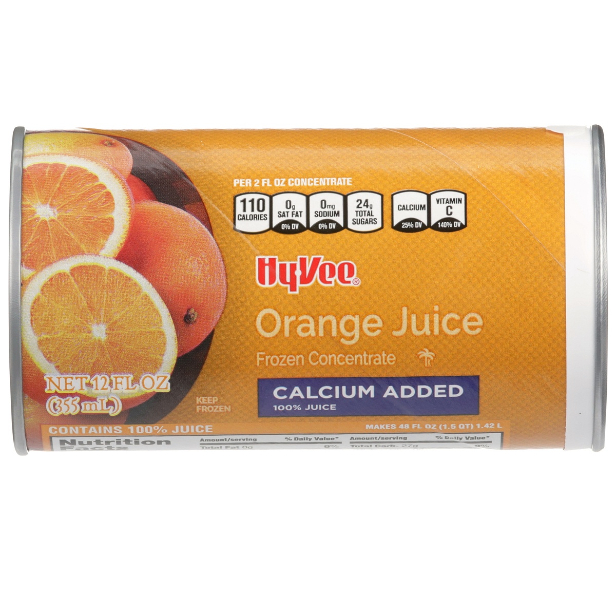 slide 1 of 8, Hy-vee 100% Calcium Added Orange Juice Frozen Concentrate, 12 fl oz