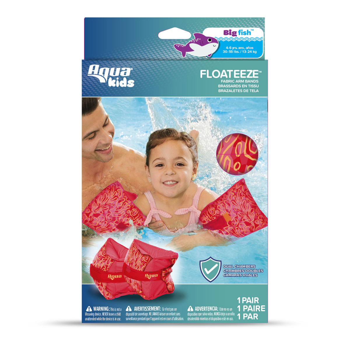 slide 1 of 29, AQUA LEISURE Aqua Fabric Arm Floats Assortment Pink, 1 ct
