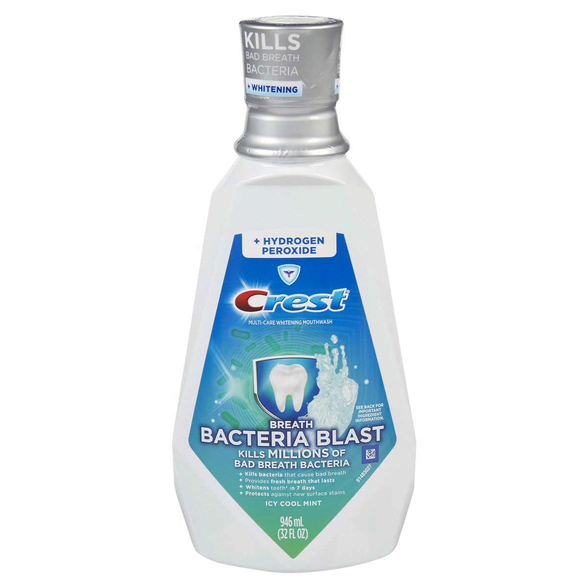 slide 1 of 1, Crest Breath Bacteria Blast Mouthwash - Icy Mint, 32 fl oz