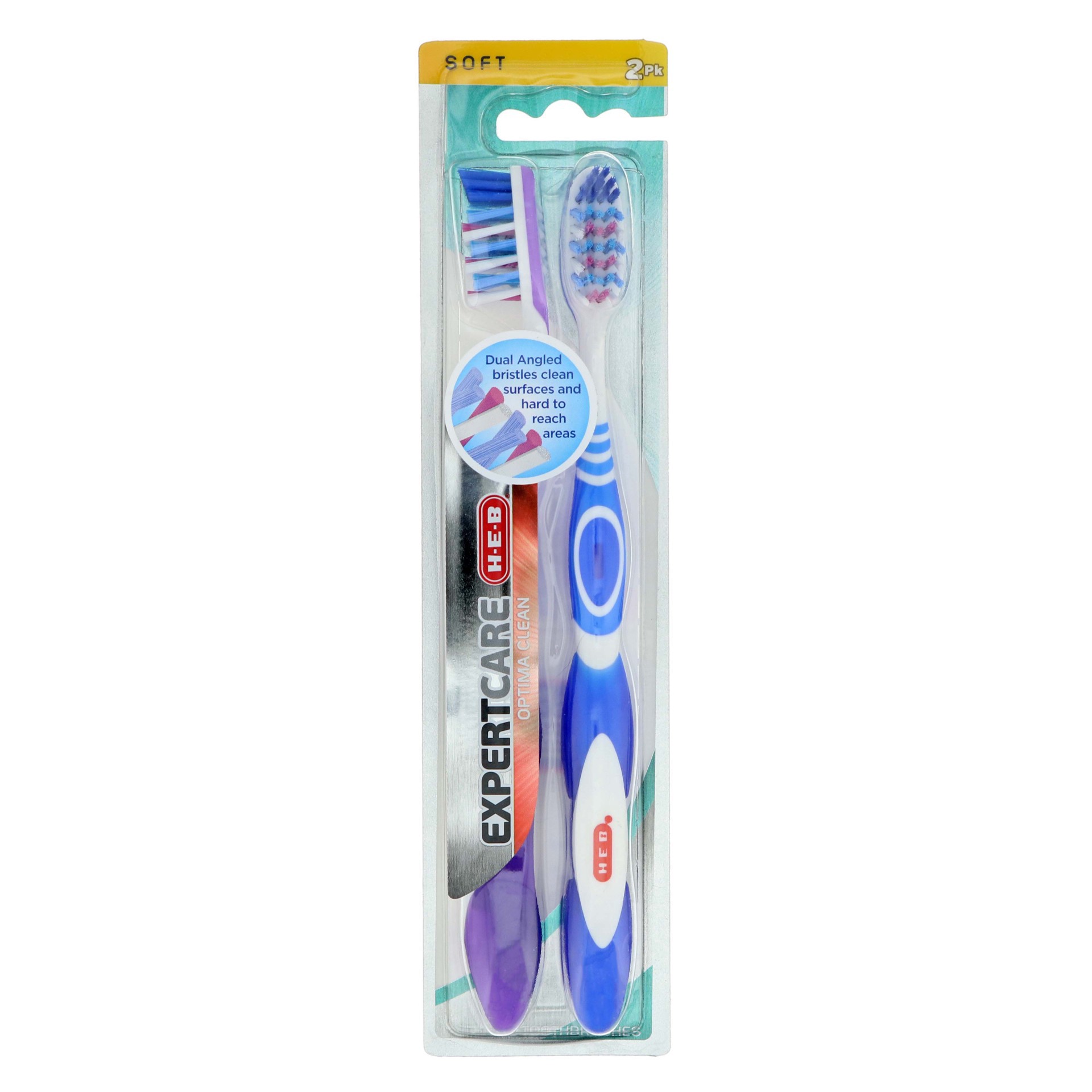 slide 1 of 1, H-E-B Expert Care Optima Clean Toothbrush Soft, 2 ct