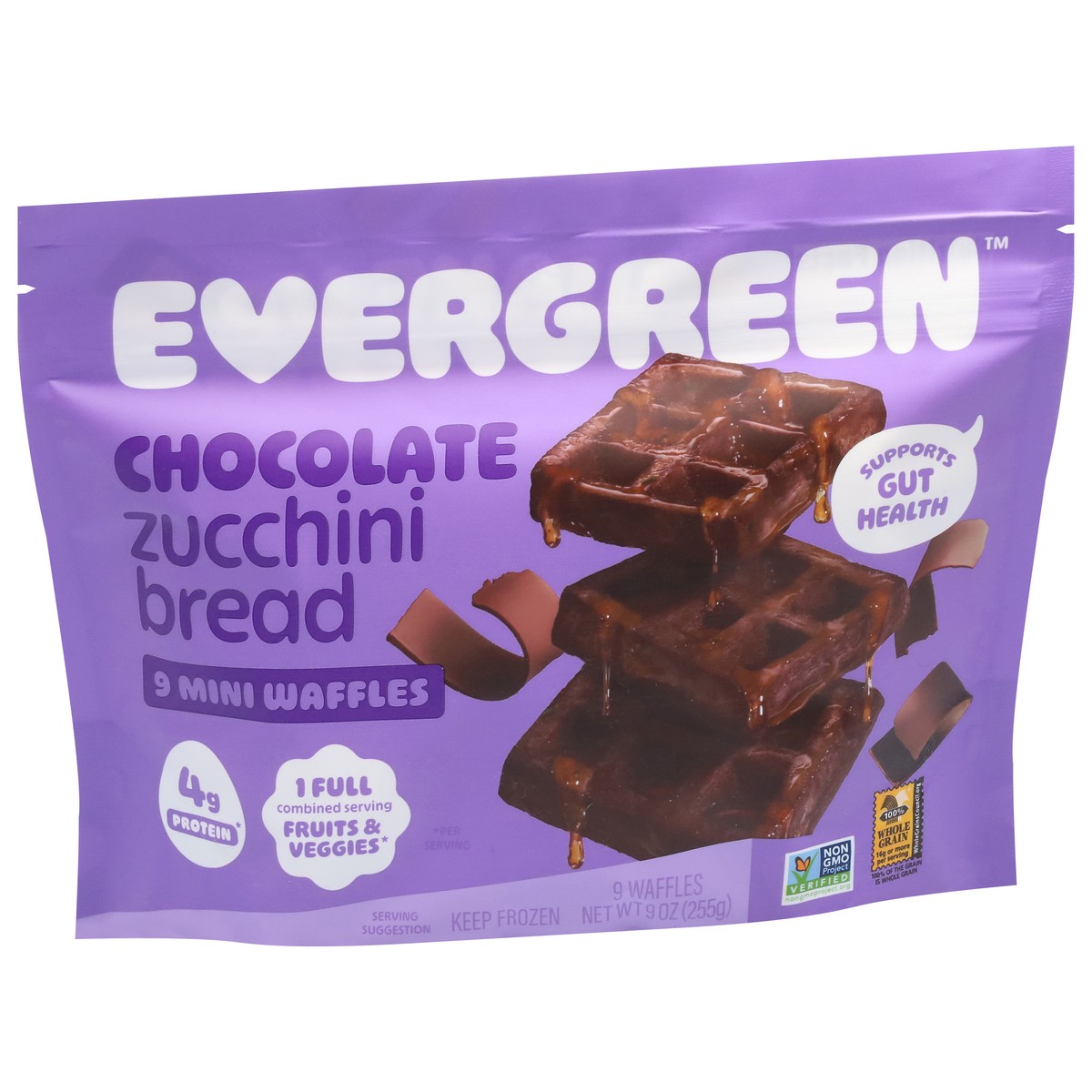 slide 4 of 13, Evergreen Chocolate Zucchini Bread Waffles Mini 9 ea, 9 ct