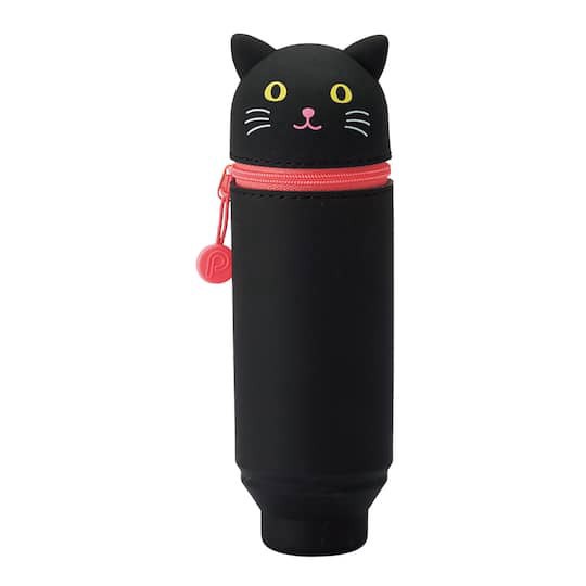 slide 1 of 2, Itoya Punilabo 9" Black Cat Stand-Up Pen Case, 9 in