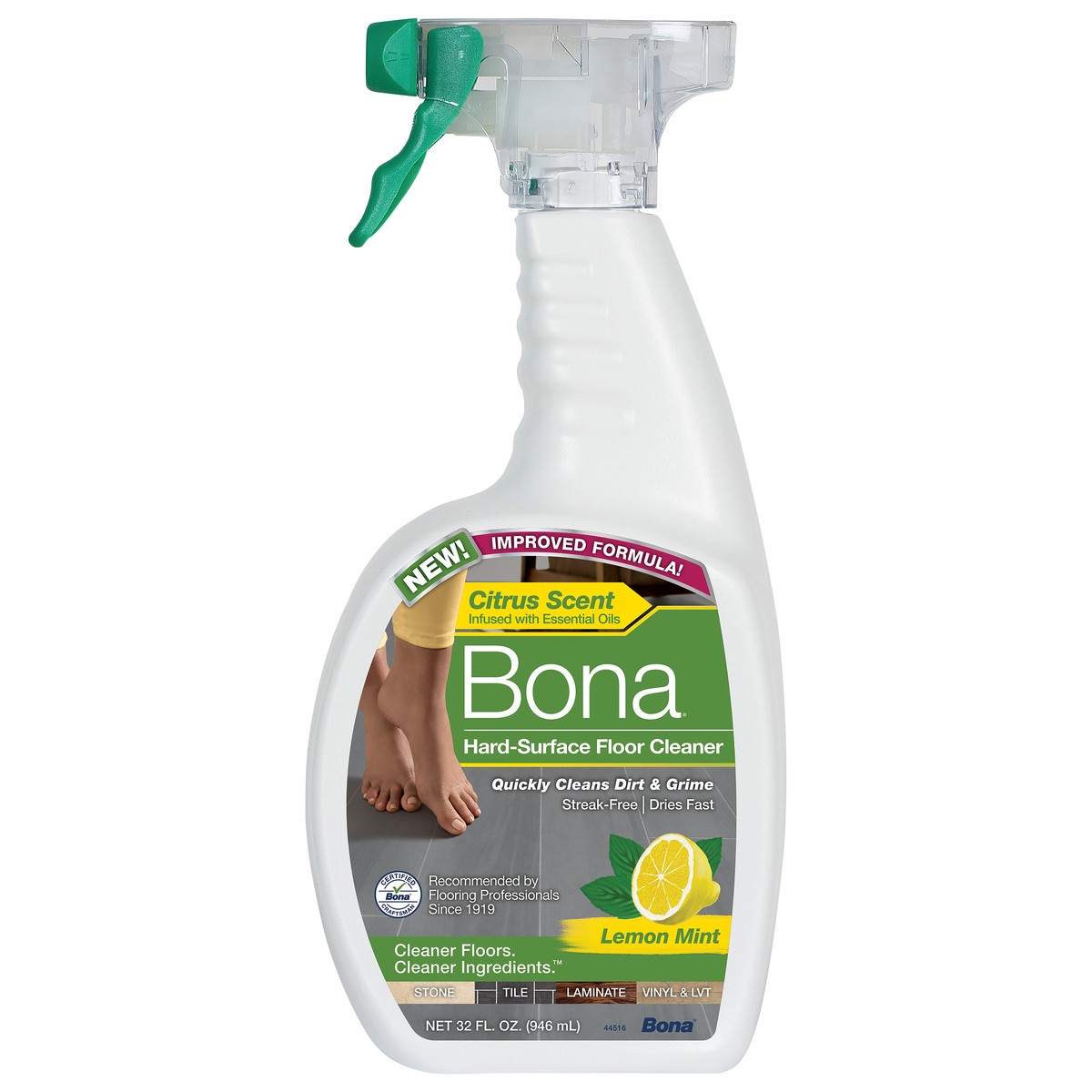 slide 1 of 5, Bona Hard-Surface Floor Cleaner Spray with Lemon Mint 32 fl oz, 32 oz