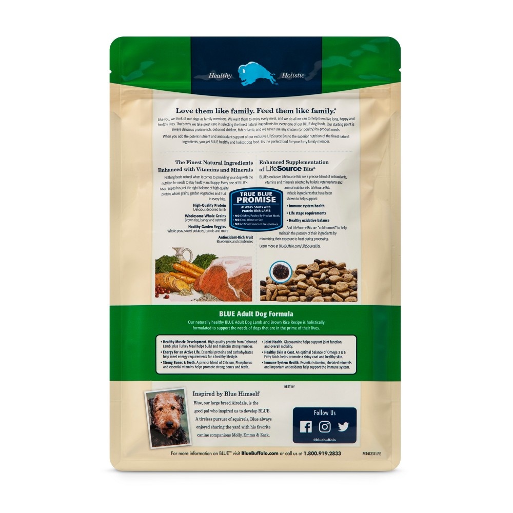 slide 2 of 2, Blue Buffalo Adult Dry Dog Food - LamB&Brown Rice, 3 lb