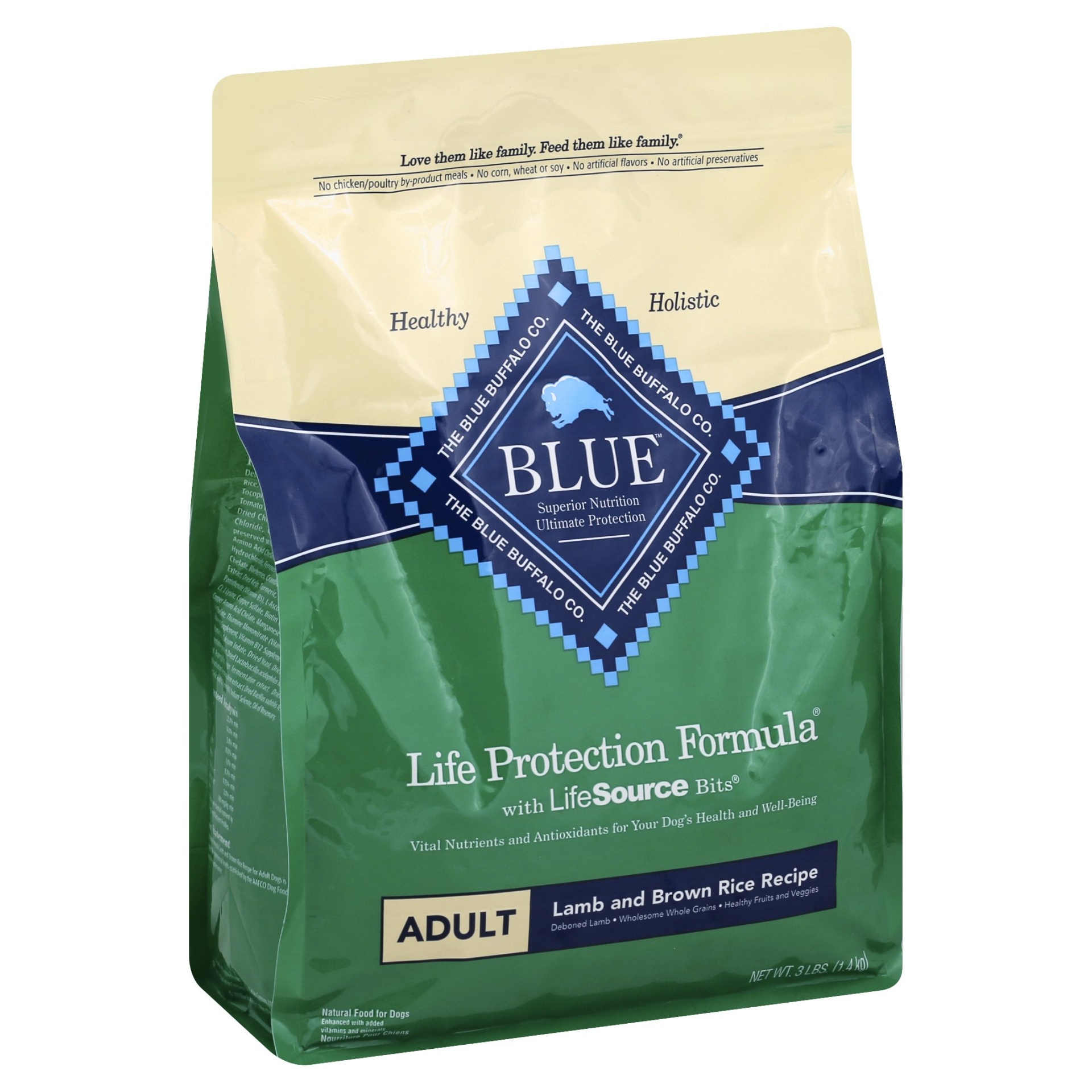 slide 1 of 2, Blue Buffalo Adult Dry Dog Food - LamB&Brown Rice, 3 lb