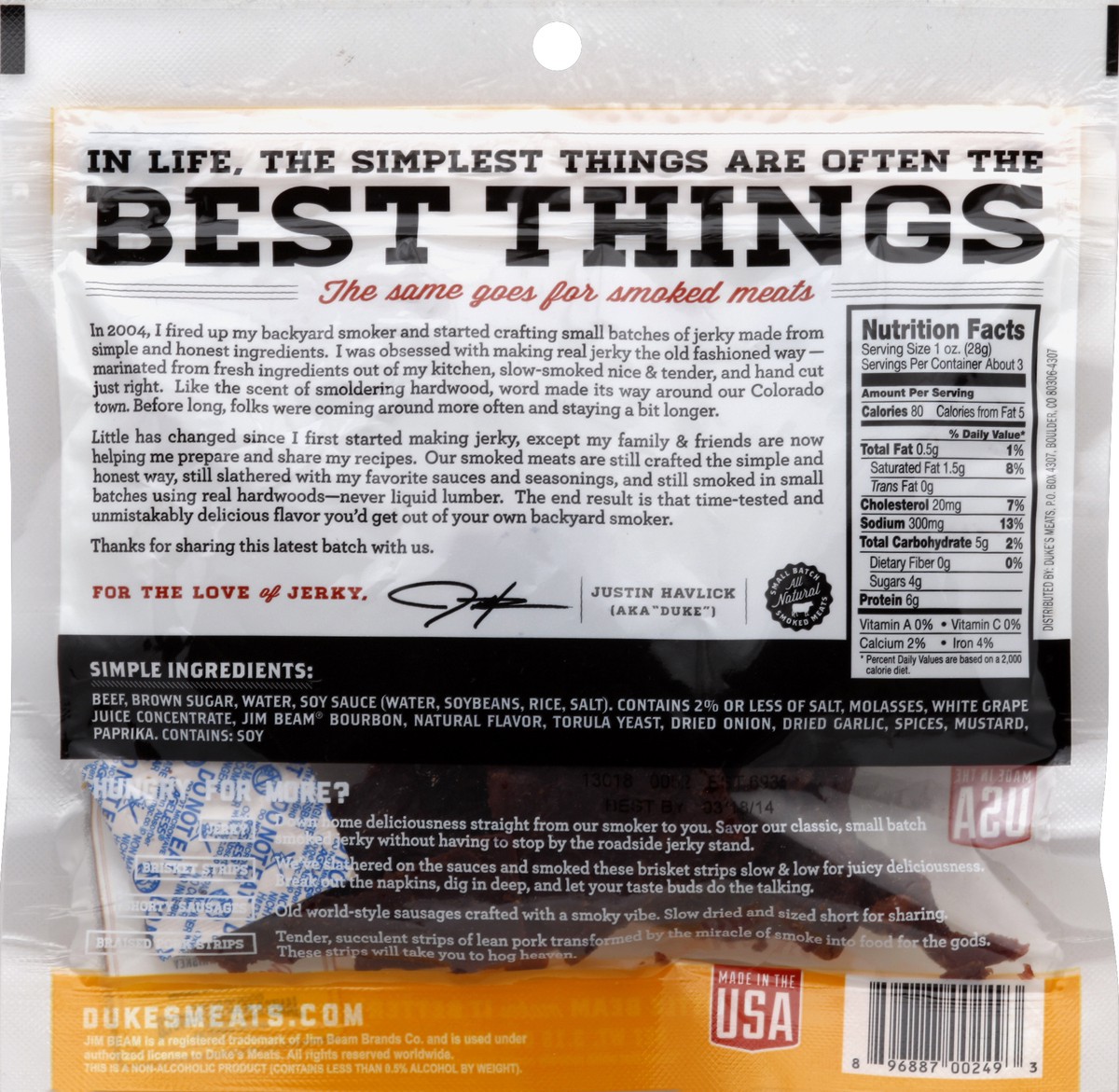 slide 2 of 4, Duke's Jim Beam Bourbon Glaze Jerky, 3.15 oz