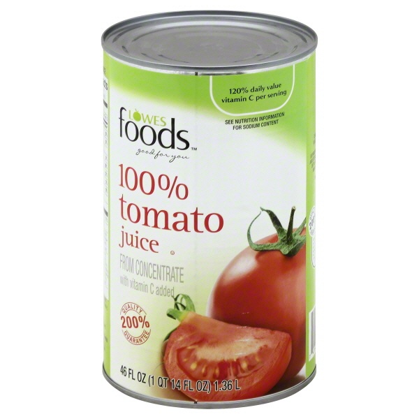 slide 1 of 1, Lowes Foods 100% Tomato Juice From Concentrate - 46 oz, 46 oz