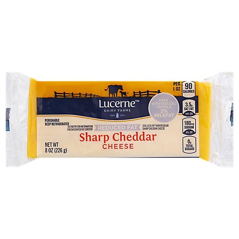 slide 1 of 1, Lucerne Cheese Sharp Cheddar Reduced Fat, 8 oz