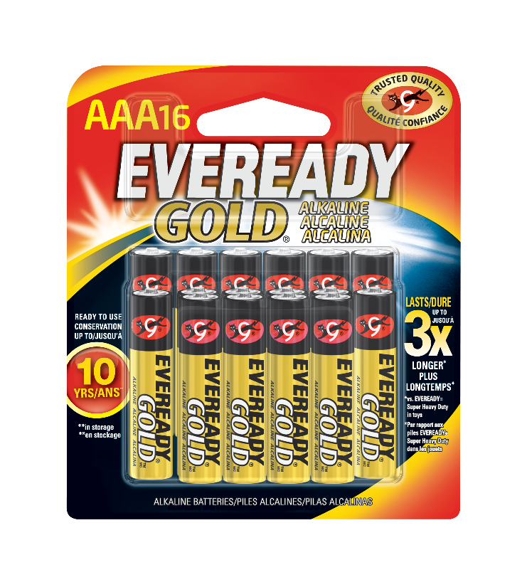 slide 1 of 1, Eveready Gold Alkaline AAA Batteries, 16 Pack of Triple A Batteries, 16 ct