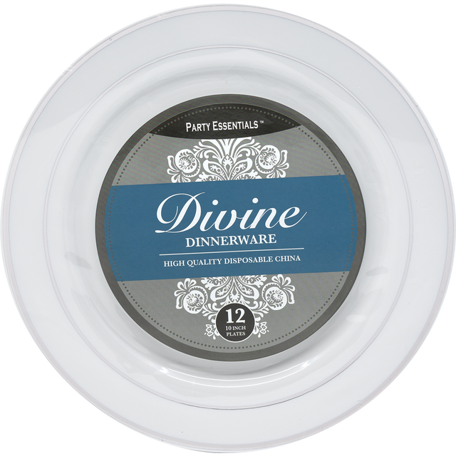 slide 1 of 1, 10.25" Divine Plates - White With S, 12 ct