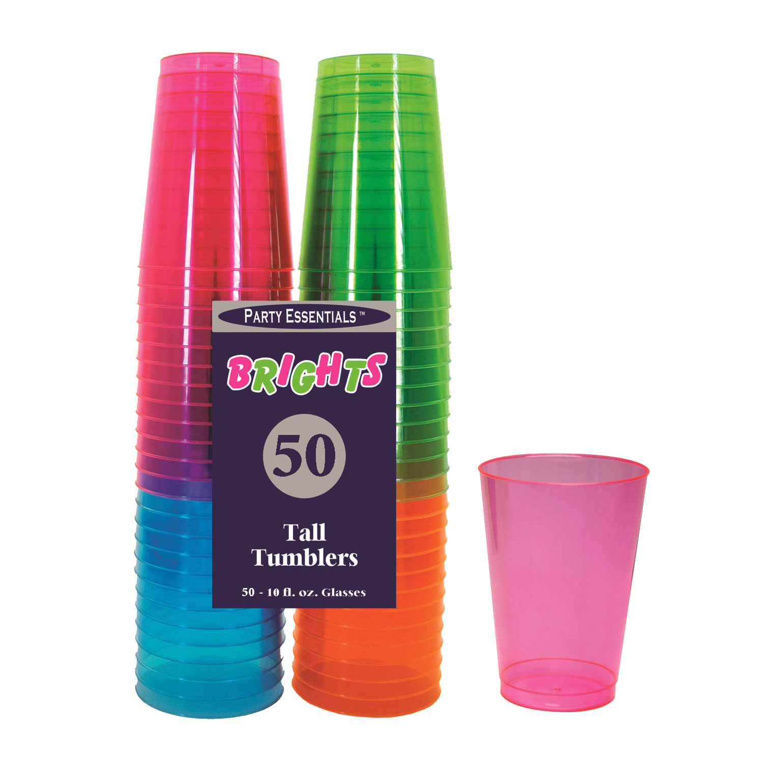 slide 1 of 1, Party Essentials Neon Tumblers, 50 ct; 10 oz