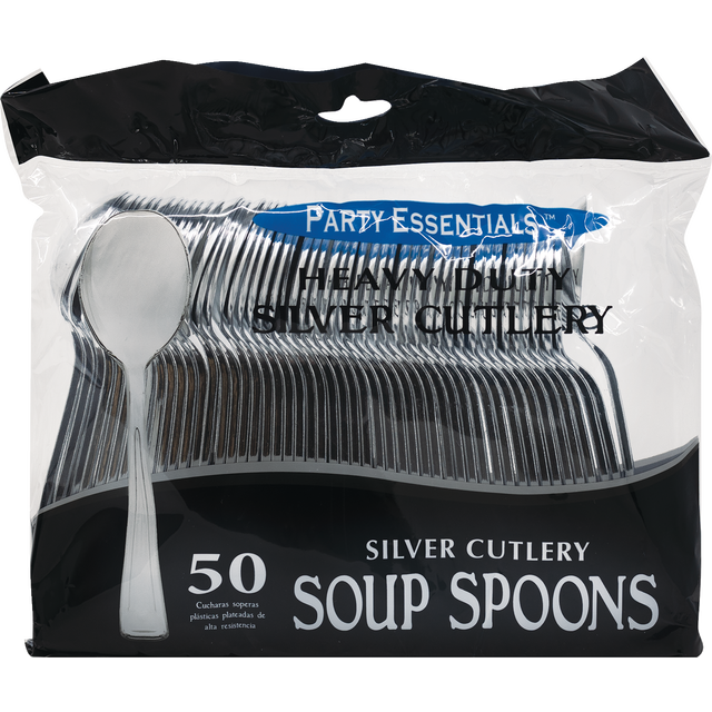 slide 1 of 1, Plastic Soup Spoons - Silver 50 Ct., 50 ct