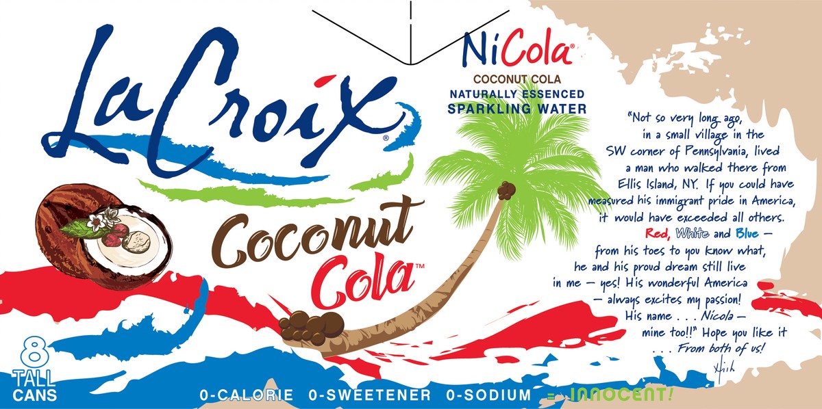 slide 2 of 10, Lacroix Sparkling Water Coconut Cola, 96 oz
