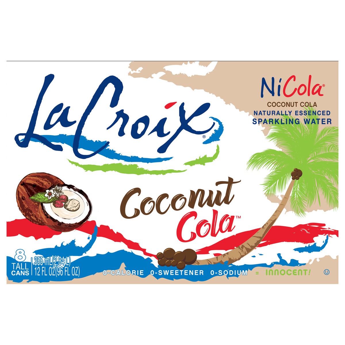 slide 4 of 10, Lacroix Sparkling Water Coconut Cola, 96 oz