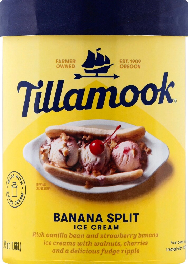 slide 1 of 6, Tillamook Banana Split Ice Cream, 1.75 qt