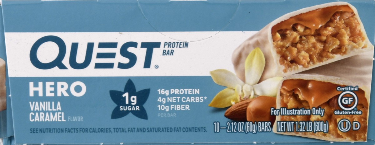 slide 3 of 12, Quest Hero Vanilla Caramel Flavor Protein Bar 10 ea, 10 ct