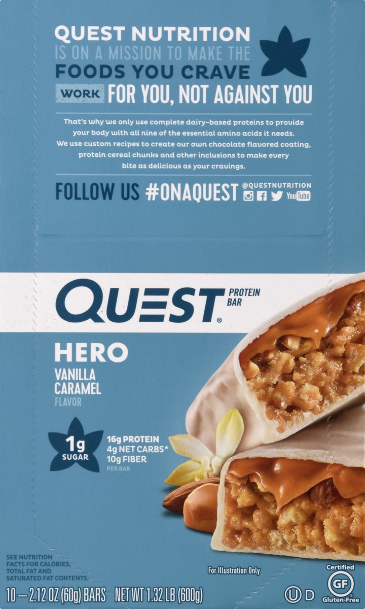 slide 8 of 12, Quest Hero Vanilla Caramel Flavor Protein Bar 10 ea, 10 ct