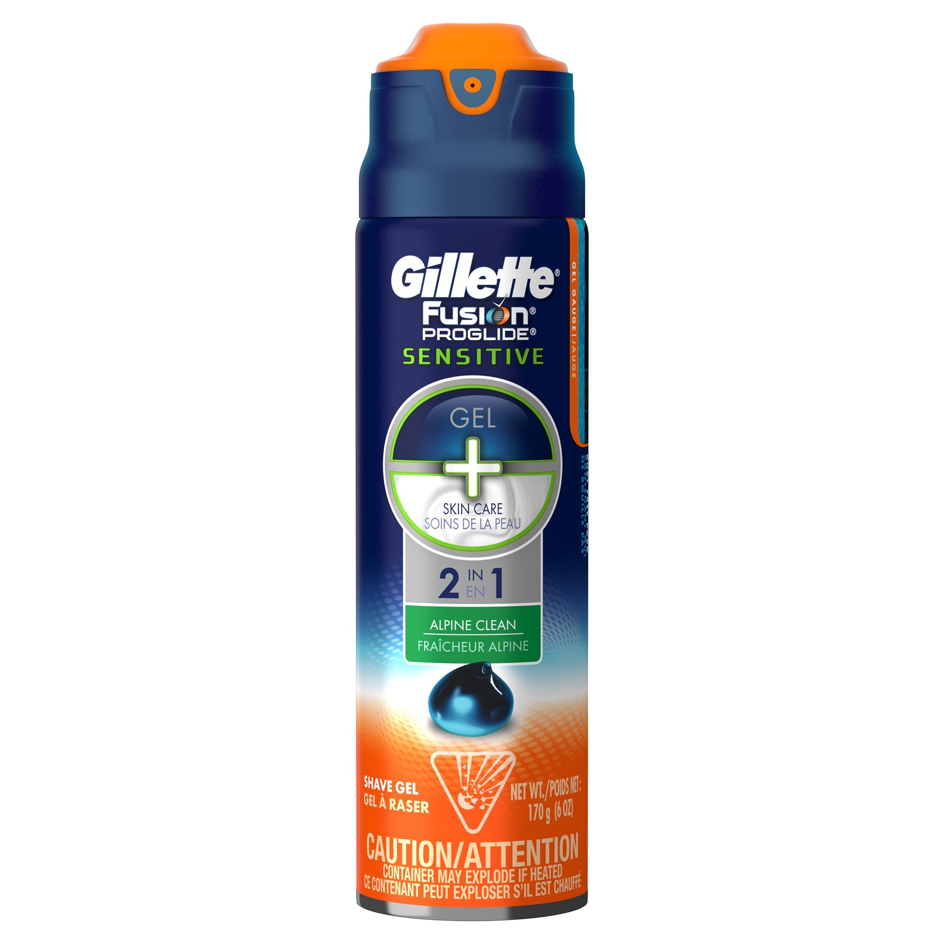 slide 1 of 3, Gillette Fusion ProGlide Sensitive 2-in-1 Alpine Clean Men's Shave Gel, 6 oz