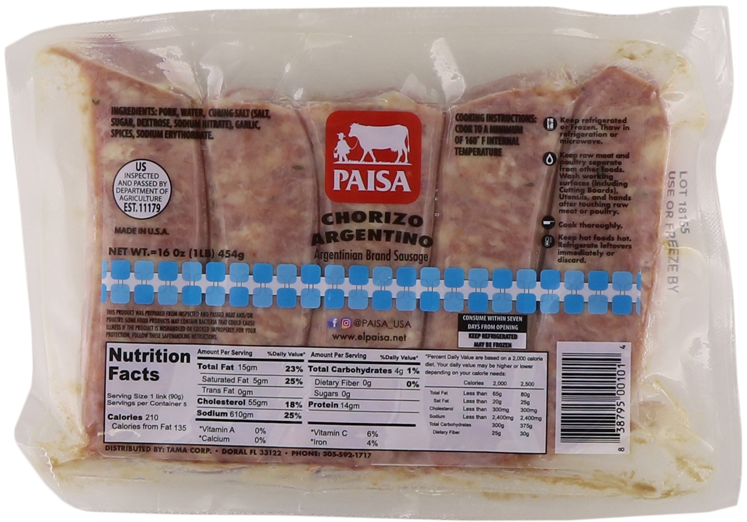 slide 1 of 1, PAISA Chorizo Argentino, 1 ct