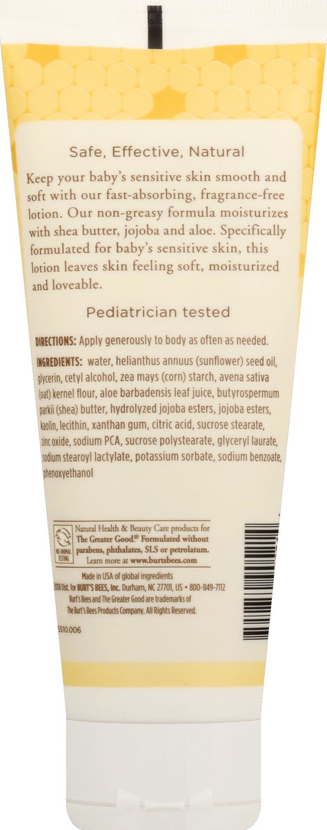 slide 2 of 7, Burt's Bees Baby™ Ultra Gentle Lotion with Aloe for Sensitive Skin, Pediatrician Tested, 99.0% Natural Origin, 6 Ounces, 6 oz