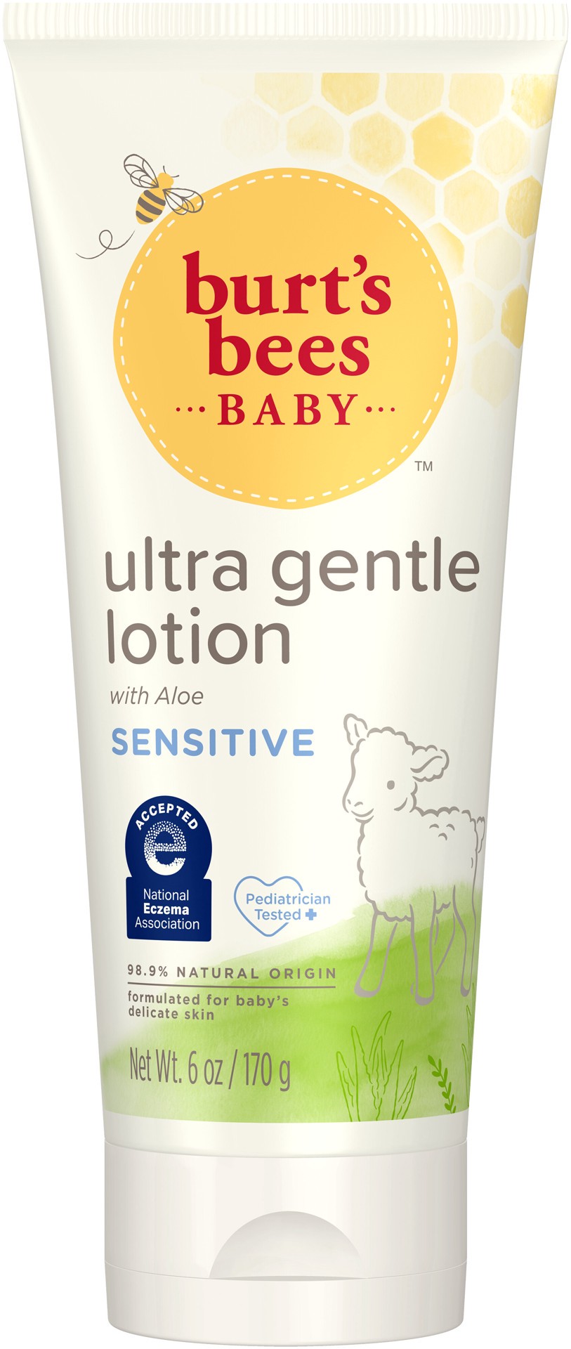 slide 1 of 7, Burt's Bees Baby™ Ultra Gentle Lotion with Aloe for Sensitive Skin, Pediatrician Tested, 99.0% Natural Origin, 6 Ounces, 6 oz