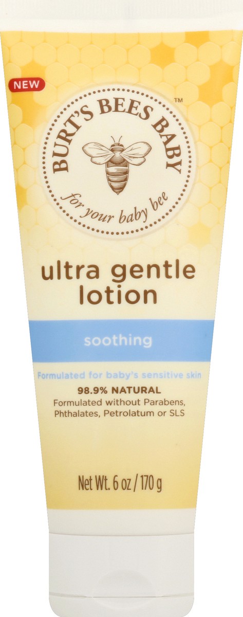 slide 6 of 7, Burt's Bees Baby™ Ultra Gentle Lotion with Aloe for Sensitive Skin, Pediatrician Tested, 99.0% Natural Origin, 6 Ounces, 6 oz