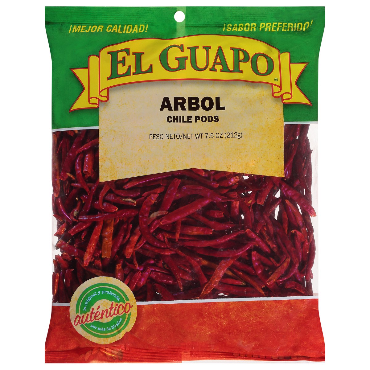 slide 1 of 9, El Guapo Whole Arbol Chili Pods (Chile de Arbol Entero), 7.5 oz, 7.5 oz