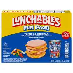 Lunchables Turkey & Cheddar with Capri Sun Roarin' Waters Fruit Punch and Gummy Worms Fun Pack, 3.2 oz & 6 fl oz Package