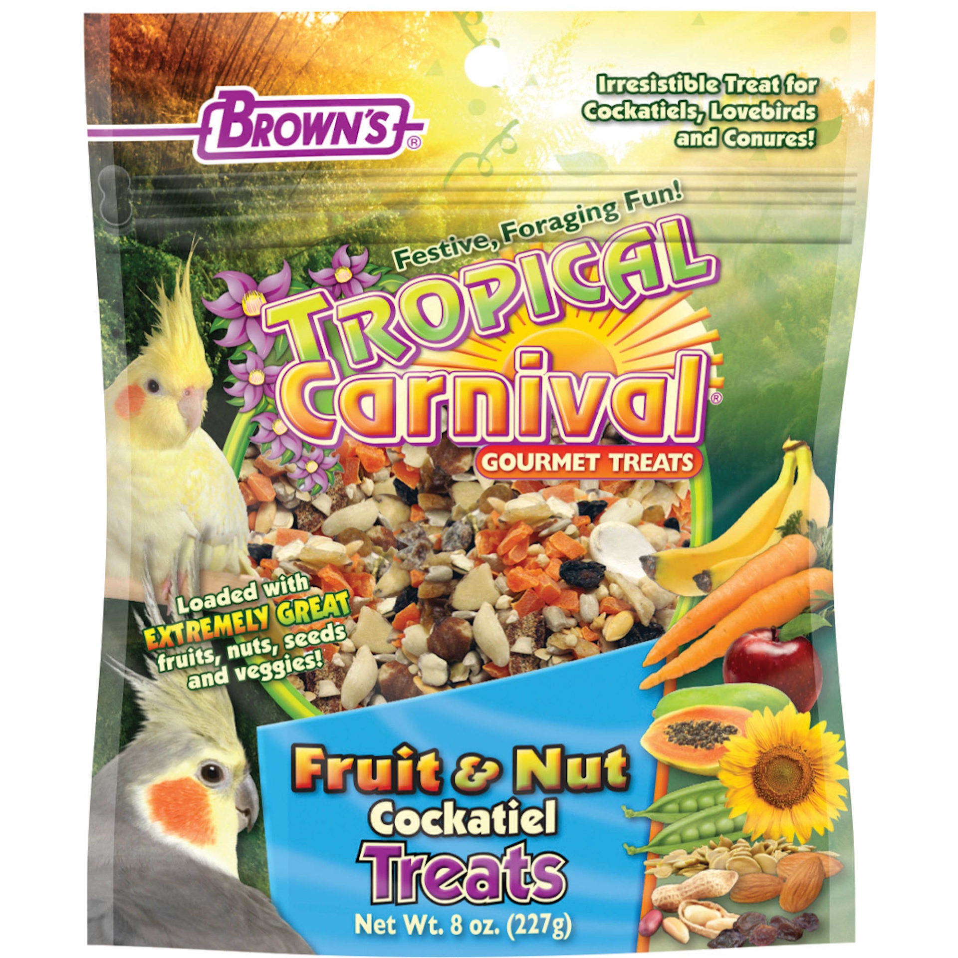 slide 1 of 1, Brown's Tropical Carnival Gourmet Cockatiel Treats, 8 oz