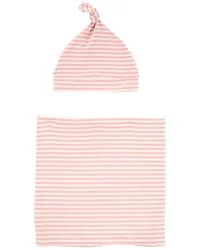 Carter's Baby 2-Piece Striped Swaddle Cap and Blanket Set - Pink - 0-3M