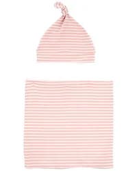 Carter's Baby 2-Piece Striped Swaddle Cap and Blanket Set - Pink - 0-3M