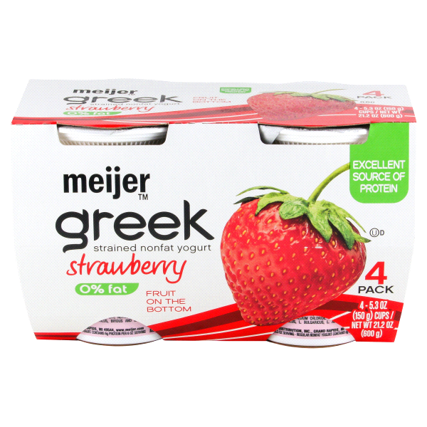 slide 1 of 2, Meijer Greek Strained Nonfat Strawberry Yogurt, 4 ct