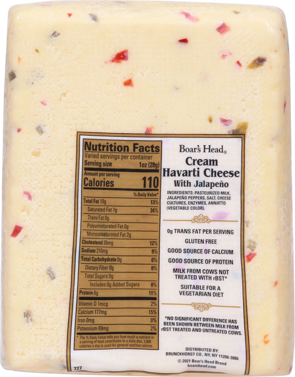slide 7 of 9, Boar's Head Cream Havarti with Jalapeno Cheese 1 ea, 1 ct