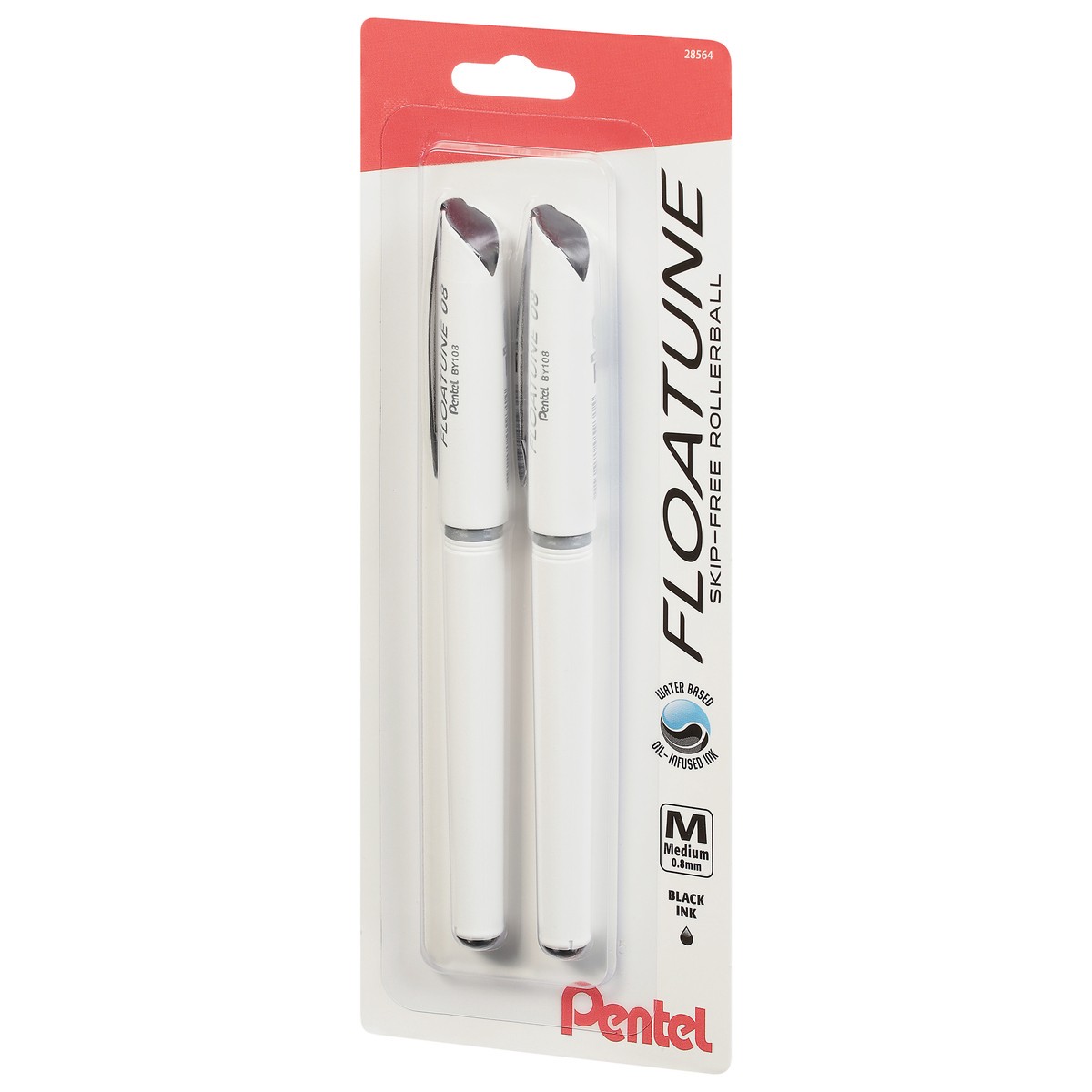 slide 6 of 11, Pentel Floatune 0.8 mm Medium Black Ink Skip-Free Rollerball Pens 2 ea, 2 ct