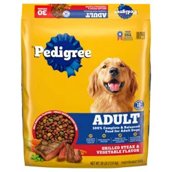 Pedigree Complete Nutrition Adult Dry Dog Food Steak & Vegetable Flavors, 30 lb. Bag