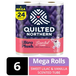 Quilted Northern Ultra Plush Toilet Paper With Sweet Lilac & Vanilla Scented Tube, 24 Mega Rolls