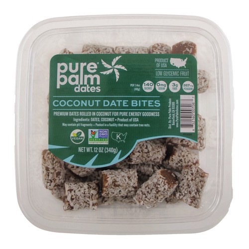 slide 1 of 1, Pure Palm® coconut date bites, 12 oz