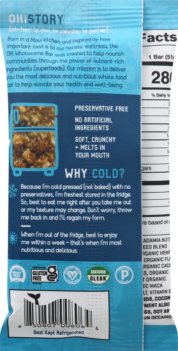 slide 10 of 10, OHi Chocolate Espresso Superfood Bar, 1.8 oz