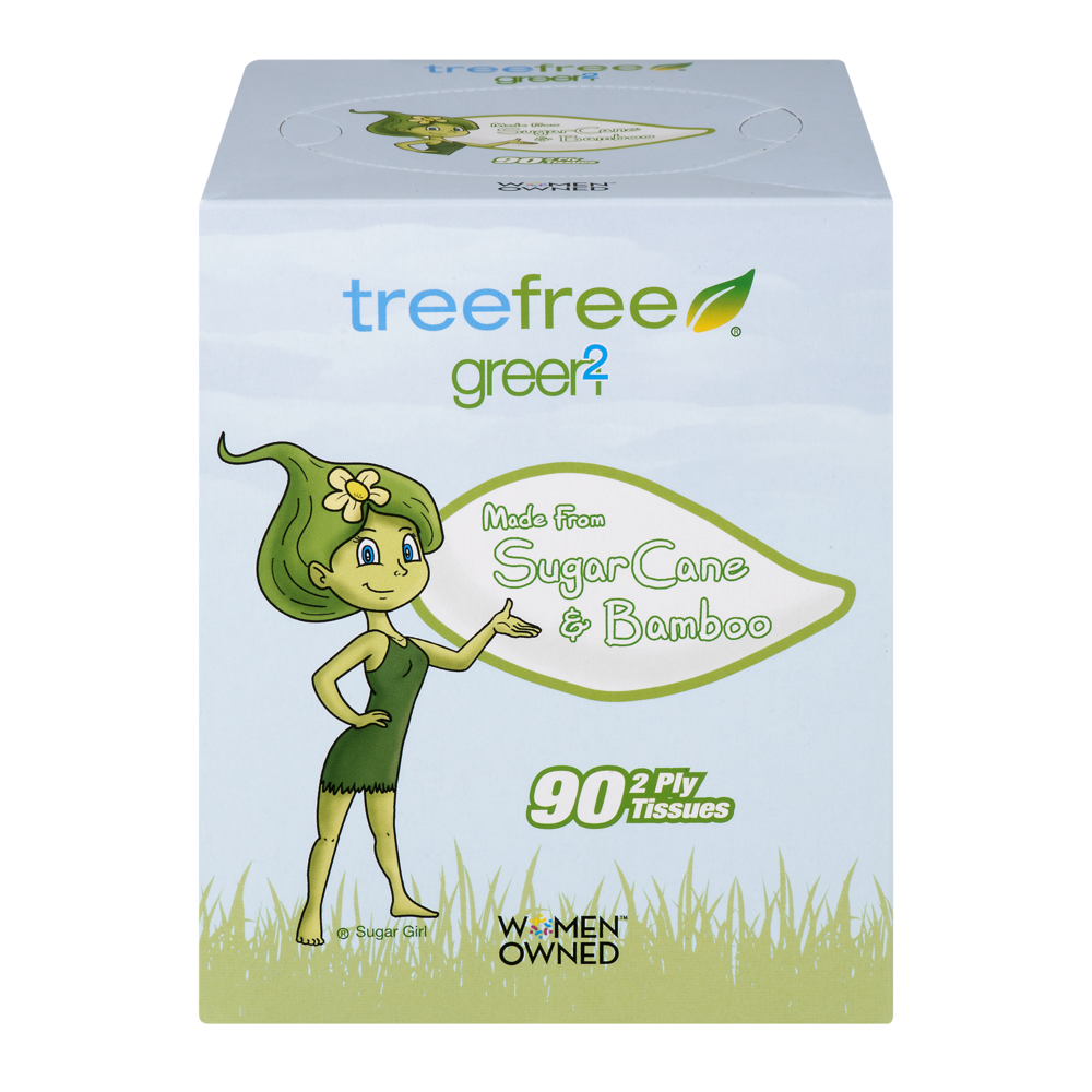 slide 1 of 1, True Green Enterprises Treefree Green2 Tissues, 90 pc