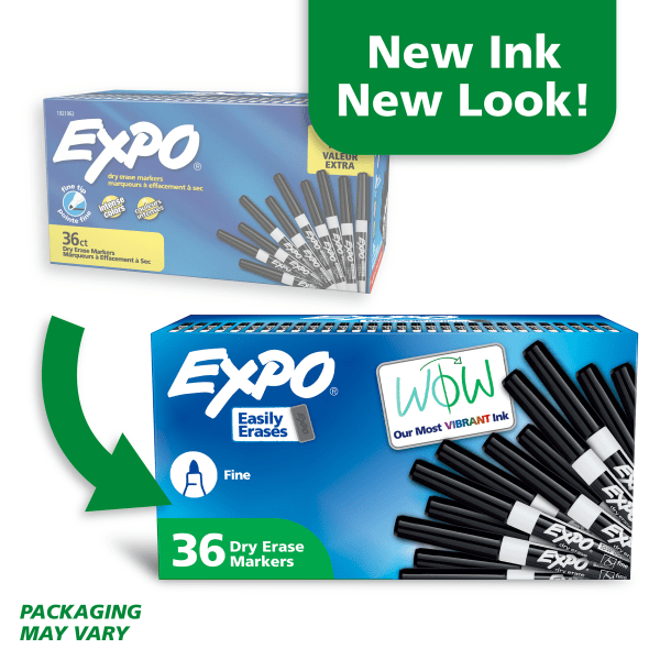 slide 6 of 7, Expo Low Odor Dry Erase Marker, Fine Point, Black, 36/Box, 1 ct
