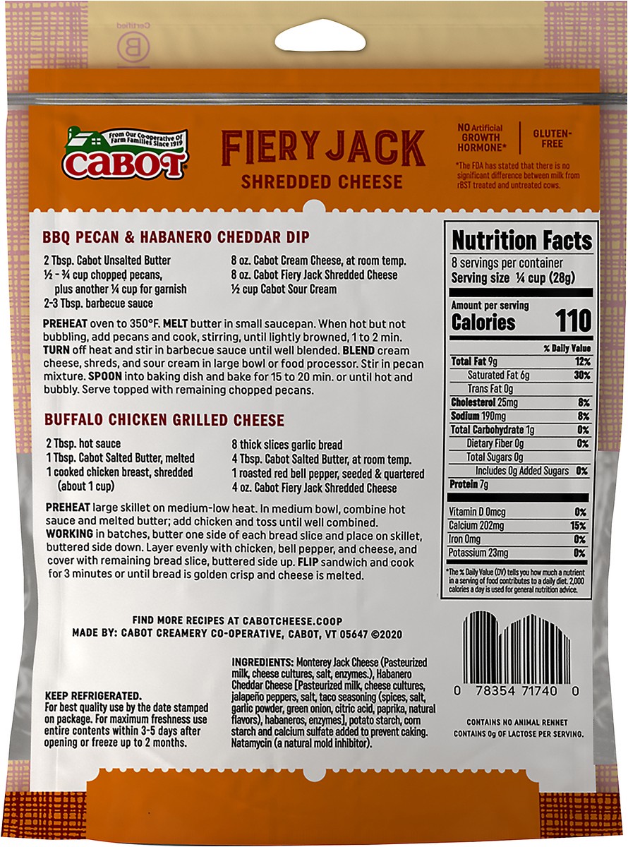 slide 2 of 3, Cabot Cheese Fiery Jack Shredded Cheese 8 oz, 8 oz